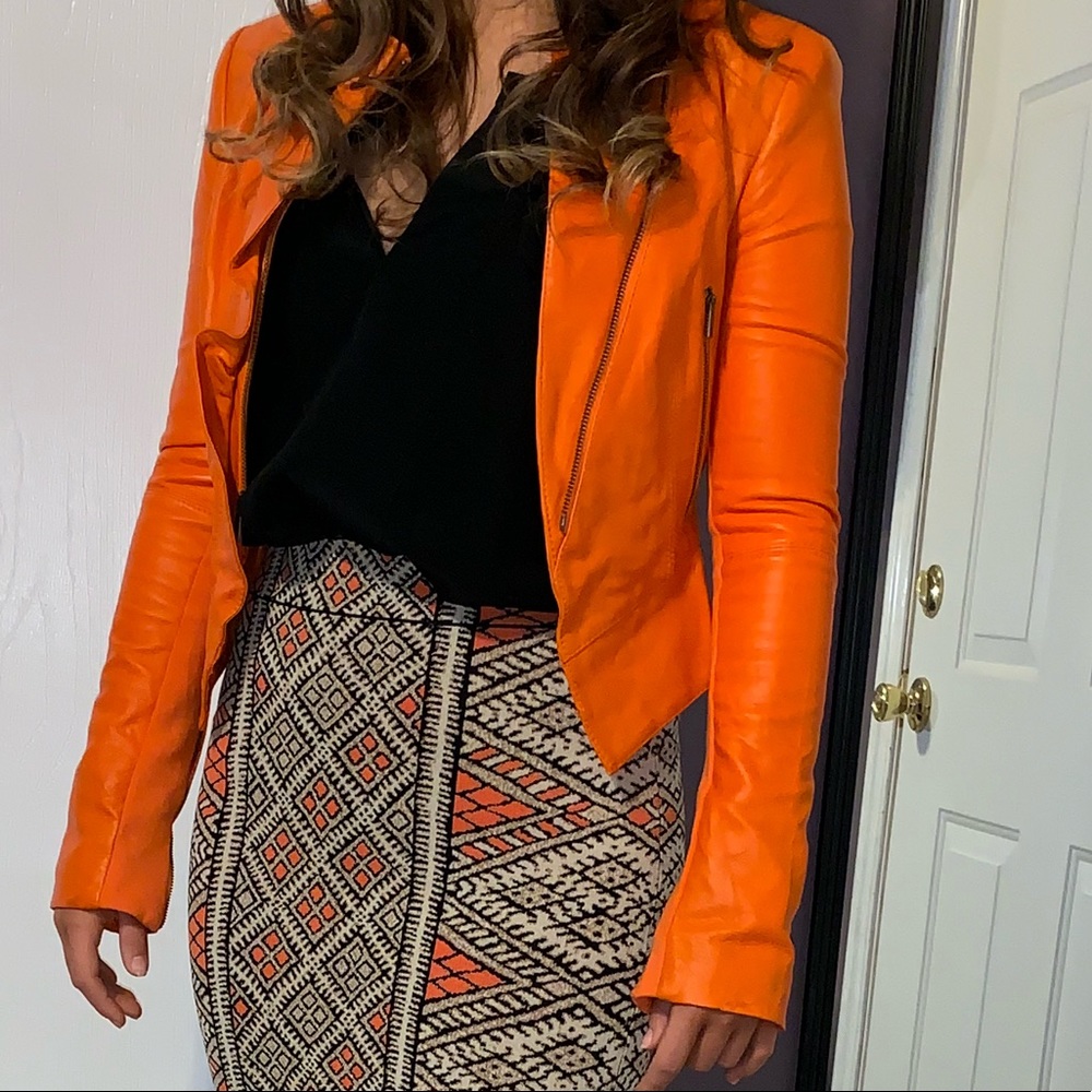 Bcbg  orange leather jacket